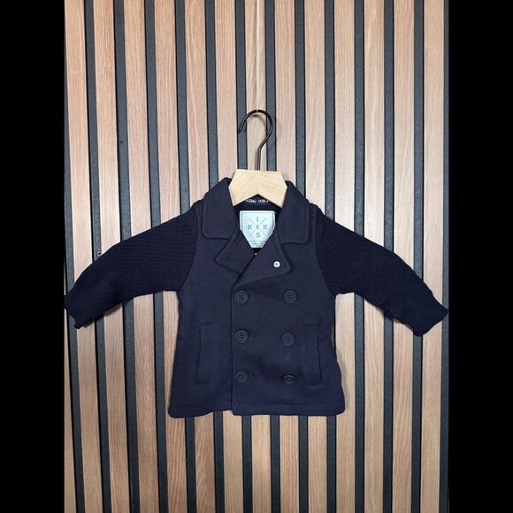 New IKKS Jackets US 18M Toddlers Blue Navy Double Breasted Ocean Lover - Picture 1 of 9